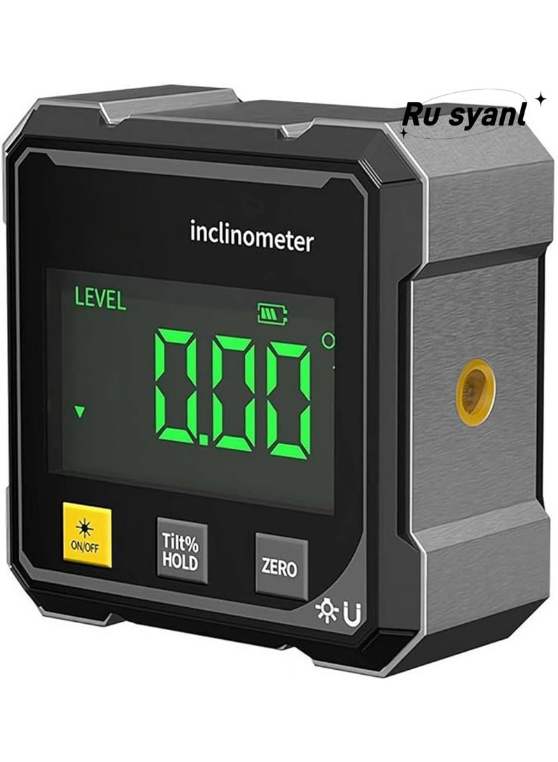 Ru syanl Digital Angle Finder Protractor, 4×90° High Accuracy Inclinometer with Large LED Display, 4-Side Magnetic Base, USB Rechargeable Angle Measuring Tool for Construction, Woodworking & DIY - Image 1